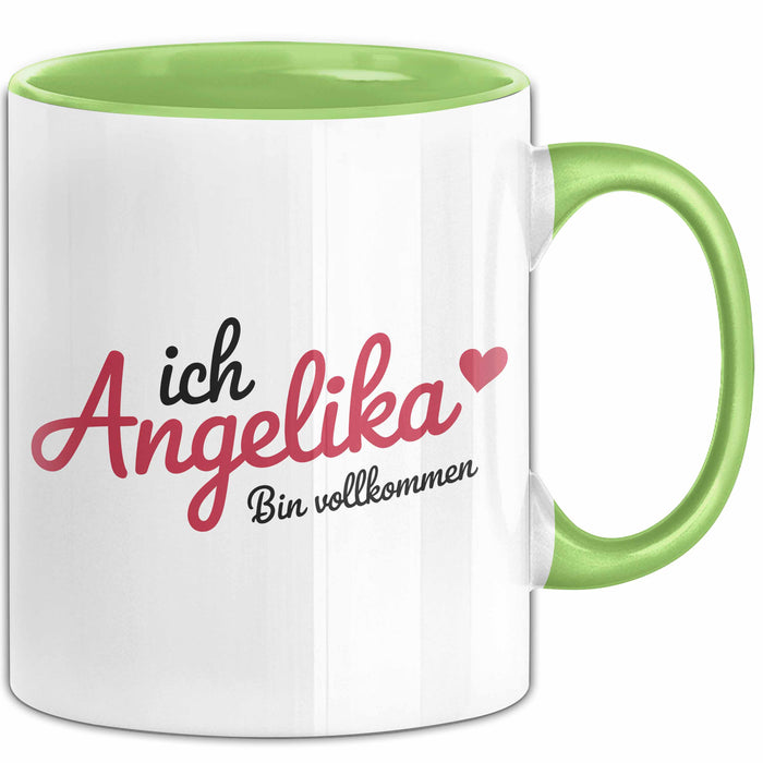 Angelika Tasse Geschenk Ich Bin Vollkommen Angelika Geschenkidee Geburtstag Grün Trendation