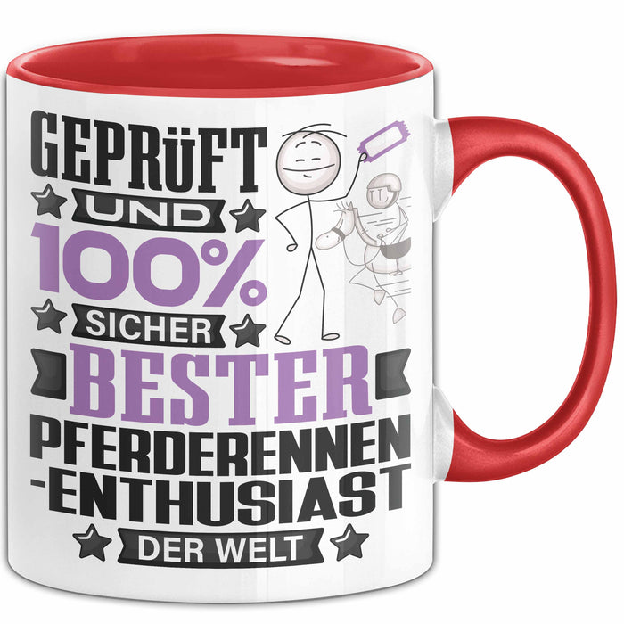 Pferderennen-Enthusiast Geschenk Lustiger Spruch für Pferderennen-Enthusiast Geschenkidee Bester Pferderennen-Enthusiast Der Welt Rot Trendation