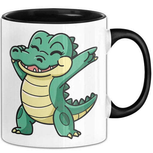 Dabendes Krokodil Tier Tasse Geschenk Lustige Geschenkidee Spruch Schwarz Trendation