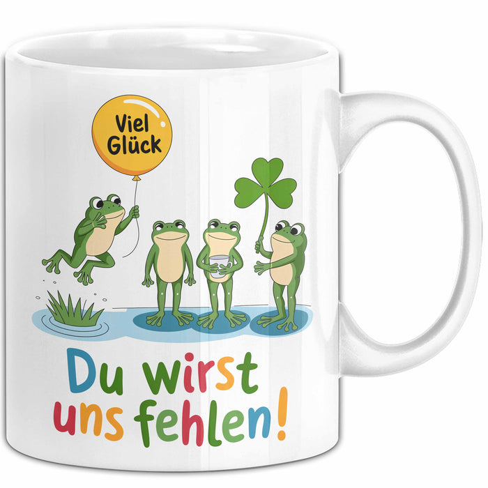 Büroarbeit Kollege Abschied Frösche Tasse Geschenk Lustige Geschenkidee Spruch Du Wirst Uns Fehlen Weiß Trendation
