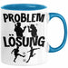 Fußballer Tasse Geschenk für Fußballspieler Männer Geschenkidee Problem und Lösung Fussball Spielen Blau Trendation