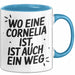Cornelia Tasse Geschenk Wo Eine Cornelia Ist Ist Auch Ein Weg Geschenkidee Becher mit Name Blau Trendation