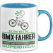 BMX-Fahrer Geschenk Tasse Ich Bin BMX-Fahrer Aber Sag Doch Einfach Superheld Lustige Geschenkdiee für BMX-Fahrer Kaffee-Becher Blau Trendation