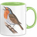 Rotkehlchen Vogel Beobachtet Singvögel Tasse Geschenk Lustige Geschenkidee Spruch Grün Trendation