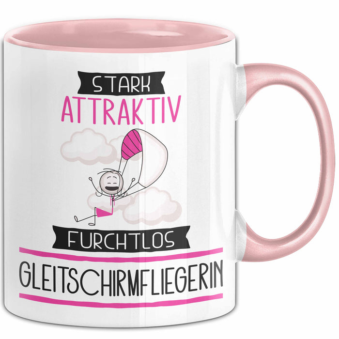 Gleitschirmfliegerin Tasse Geschenk Becher Stark Attraktiv Furchtlos Gleitschirmfliegerin Lustige Geschenkidee Rosa Trendation