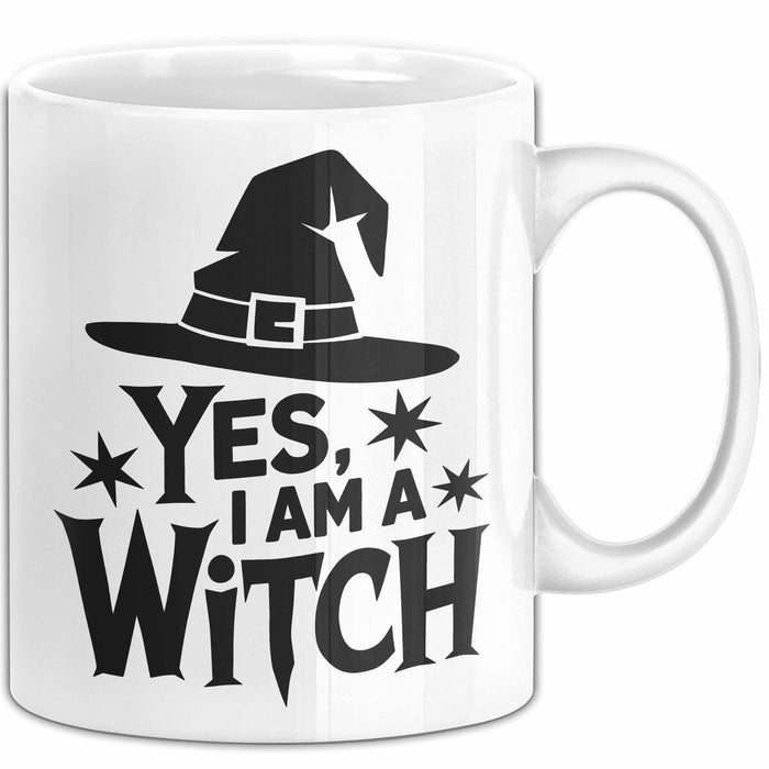 Hexen Tasse Geschenk Yes I Am A Witch Geschenkidee Halloween Lustige Hexe Weiß Trendation