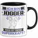 Jogger Tasse Geschenk für Jogger Geburtstag Lustiger Spruch Kaffee-Becher Was Ist Deine Superkraft Schwarz Trendation
