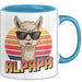 Vatertag Tasse Geschenk Alpapa Alpaka für Papa Spruch Blau Trendation