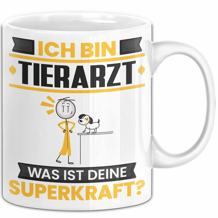 Tierarzt Tasse Geschenk für Tierarzt Geburtstag Lustiger Spruch Kaffee-Becher Was Ist Deine Superkraft Weiß Trendation
