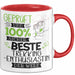 Beste Trekking-Enthusiastin Der Welt Tasse Geschenk für Eine Trekking-Enthusiastin Geprüft Und Sicher Geschenkidee Geburtstag Weihnachten Rot Trendation