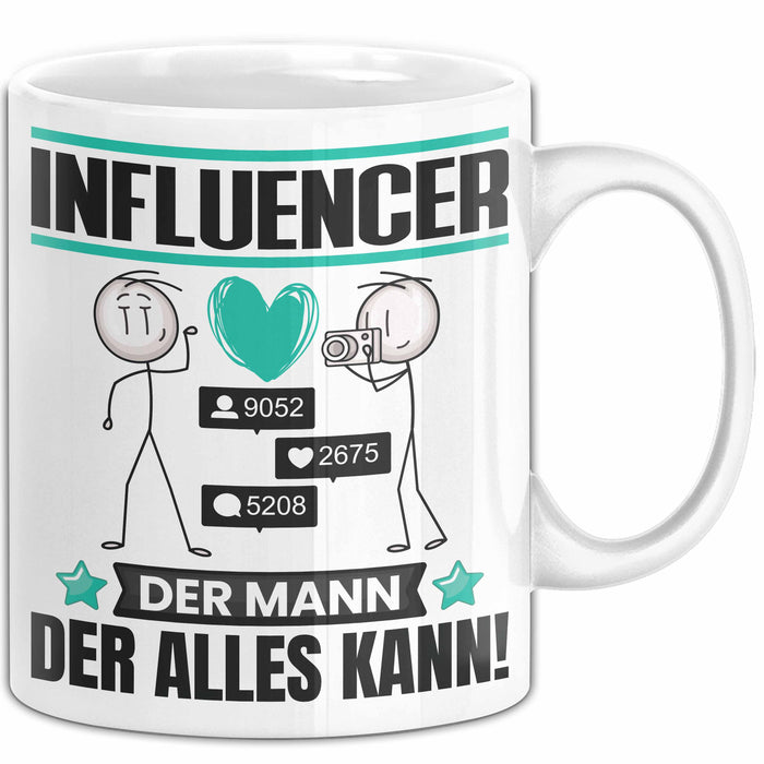 Influencer Tasse Geschenk für Influencer Der Mann Der Alles Kann Geschenkidee zum Geburtstag Weiß Trendation