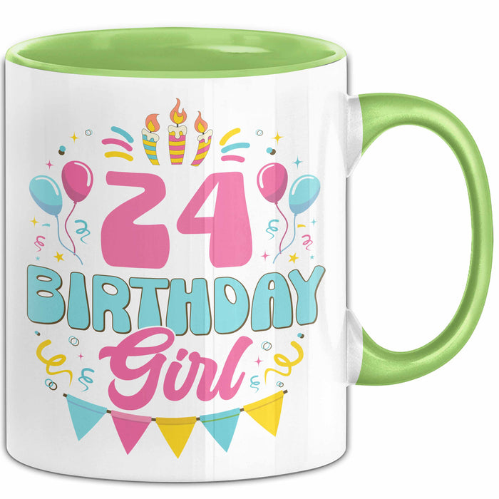 24. Geburtstag Tasse Frauen Mädchen Geschenkidee Lustig 24 Birthday Girl Lustiger Spruch Grün Trendation