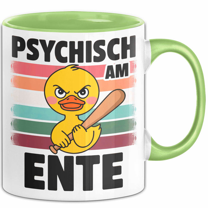 Quietscheente Tier Tasse Geschenk Lustige Geschenkidee Spruch Psychisch Am Ente Grün Trendation