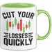 Aktienhändler Tasse Geschenk Cut Your Losses Quickly Geschenkidee Trader Börse Grün Trendation