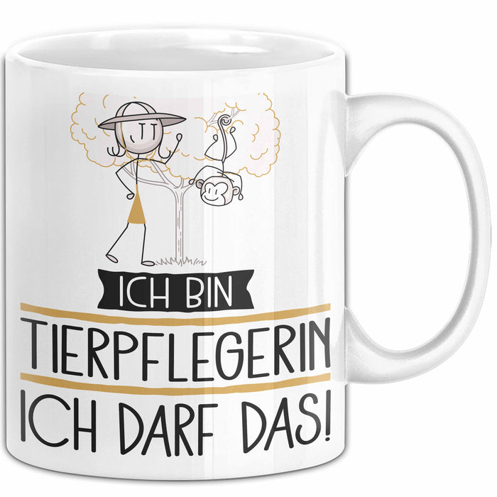 Geschenk für Tierpflegerin Tasse Lustige Geschenkidee Geburtstag Ich Bin Tierpflegerin Ich Darf Das Weiß Trendation