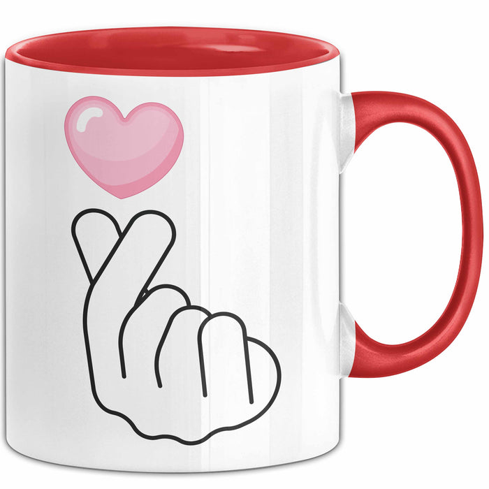 KPop Tasse Geschenk Finger Heart Herz Grafik Geschenkidee Fans Rot Trendation