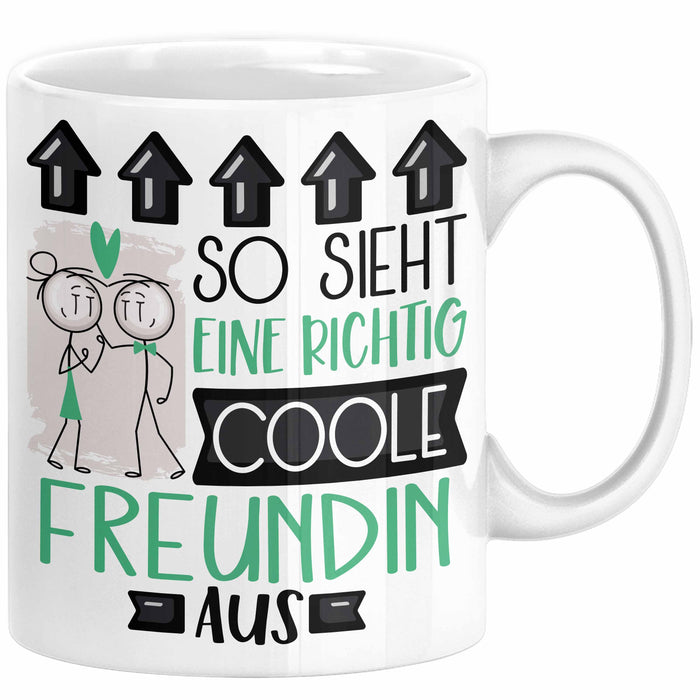 Freundin Geschenk Tasse Lustig Geschenkidee für Freundin Geburtstag So Sieht Eine Richtig Coole Freundin Aus Frauen Spruch Weiß Trendation