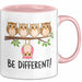Eule Tierliebhaber Tasse Geschenk Lustige Geschenkidee Spruch Sei Anders Rosa Trendation