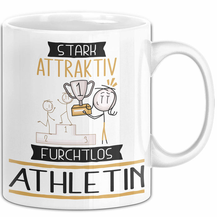 Athletin Tasse Geschenk Becher Stark Attraktiv Furchtlos Athletin Lustige Geschenkidee Weiß Trendation