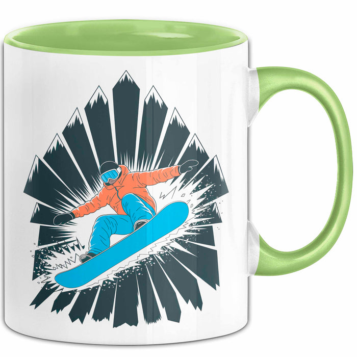 Snowboarder Tasse Geschenk Lustige Geschenkidee Spruch Für Berg Fahrer Grün Trendation
