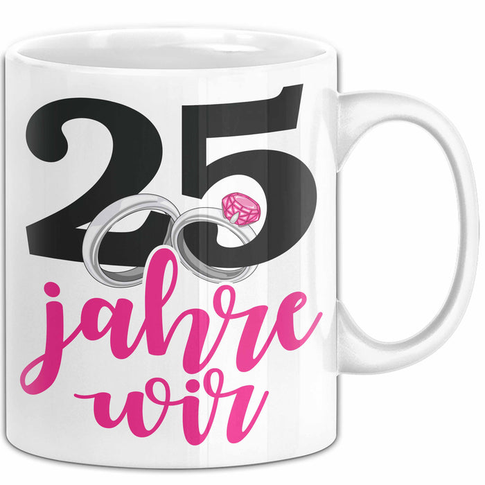 Silberhochzeit 25 Jahre Tasse Geschenk Hochzeitstag Wir Silberhochzeit Spruch Weiß Trendation