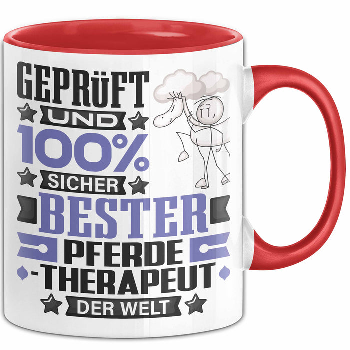 Pferdetherapeut Geschenk Lustiger Spruch für Pferdetherapeut Geschenkidee Bester Pferdetherapeut Der Welt Rot Trendation