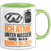 Taucher Tasse Geschenk Lustige Geschenkidee Spruch Ich Atme Unter Wasser Und Was Kannst Du Grün Trendation