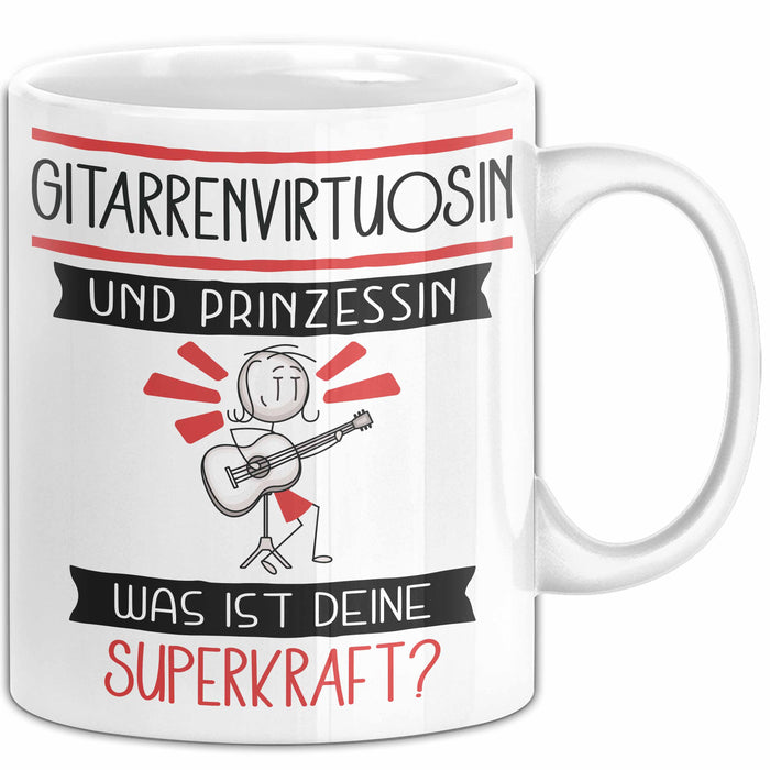 Gitarrenvirtuosin Und Prinzessin Tasse Geschenk Für Eine Gitarrenvirtuosin Geburtstag Was Ist Deine Superkraft Weiß Trendation