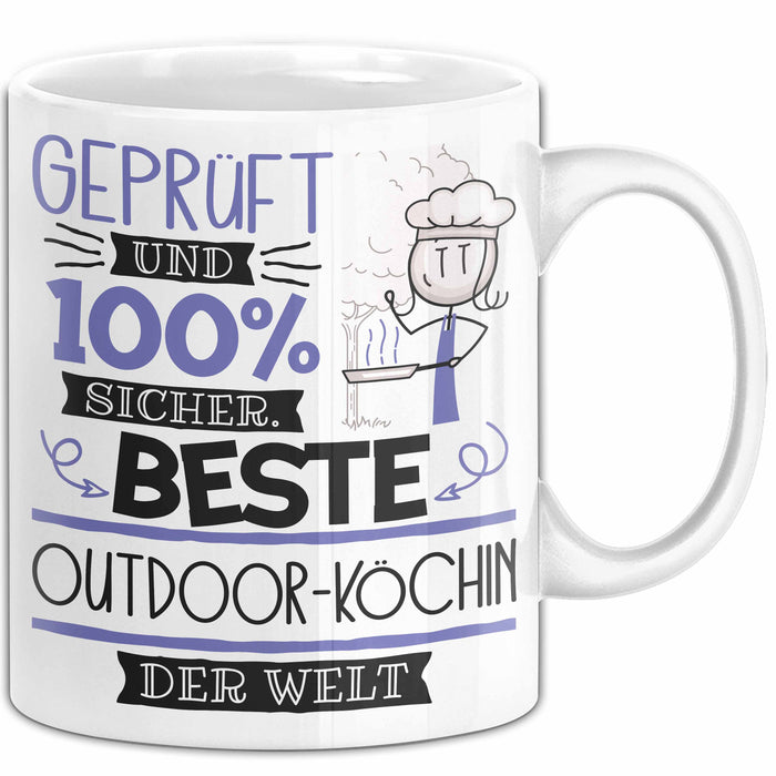 Beste Outdoor-Köchin Der Welt Tasse Geschenk für Eine Outdoor-Köchin Geprüft Und Sicher Geschenkidee Geburtstag Weihnachten Weiß Trendation