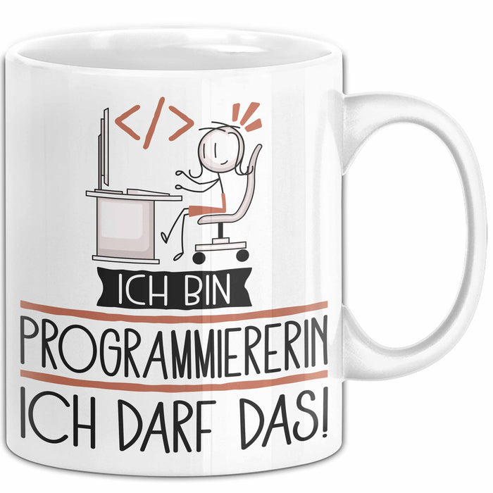 Geschenk für Programmiererin Tasse Lustige Geschenkidee Geburtstag Ich Bin Programmiererin Ich Darf Das Weiß Trendation