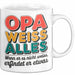 Opa Großvater Tasse Becher Geschenk Lustige Geschenkidee Spruch Opa Weiss Alles Weiß Trendation