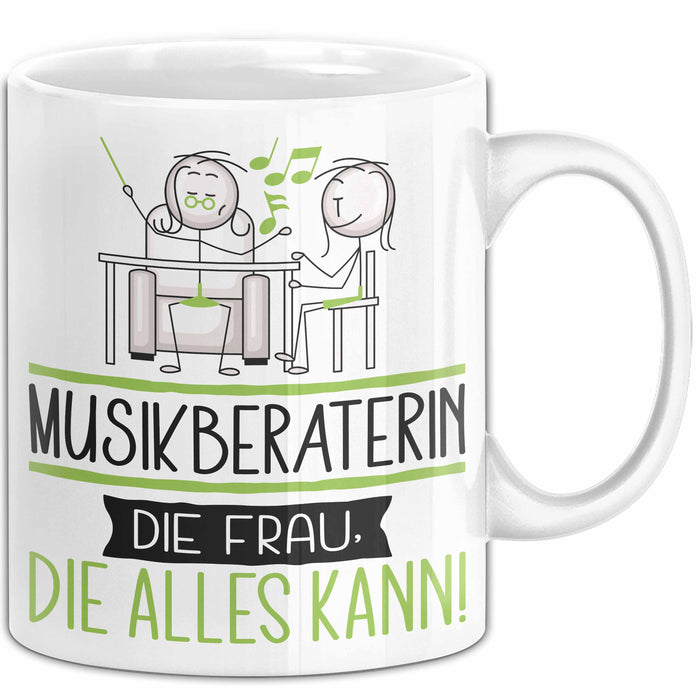 Musikberaterin Geschenk Tasse Becher Die Frau Die Allen Kann Geschenkidee für eine Musikberaterin Lustig Weiß Trendation