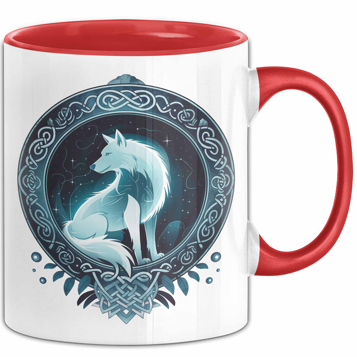 Wolf Tasse Geschenkidee Wikinger Fenriswolf Rot Trendation