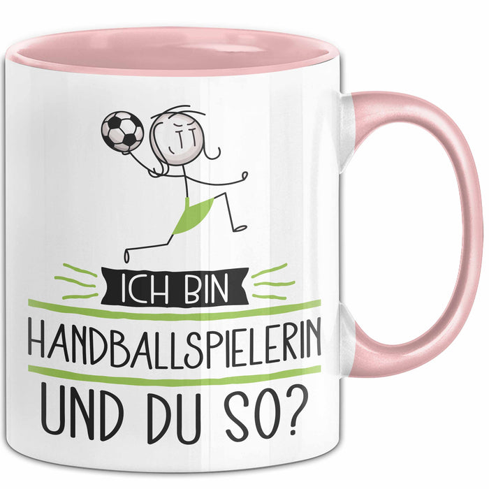 Handballspielerin Tasse Geschenk Ich Bin Handballspielerin Und Du So Geschenkidee Lustiger Spruch Becher Rosa Trendation