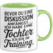 Papa Vatertag Tasse Becher Geschenk Lustige Geschenkidee Spruch Bevor Du Eine Diskussion Anfängst Ich Habe Eine Tochter Ich Bin Im Training Grün Trendation