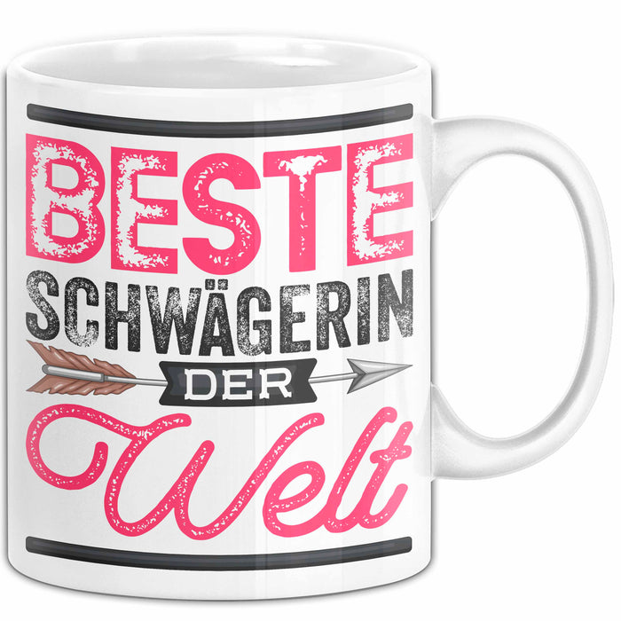 Schwägerin Geschenk Tasse Mit Spruch Beste Schwägerin Der Welt Becher Weiß Trendation
