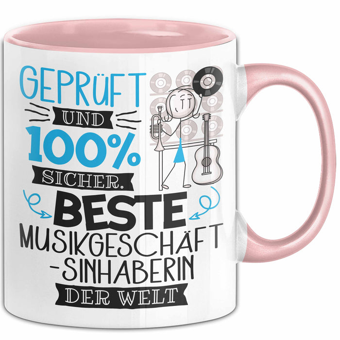 Beste Musikgeschäftsinhaberin Der Welt Tasse Geschenk für Eine Musikgeschäftsinhaberin Geprüft Und Sicher Geschenkidee Geburtstag Weihnachten Rosa Trendation