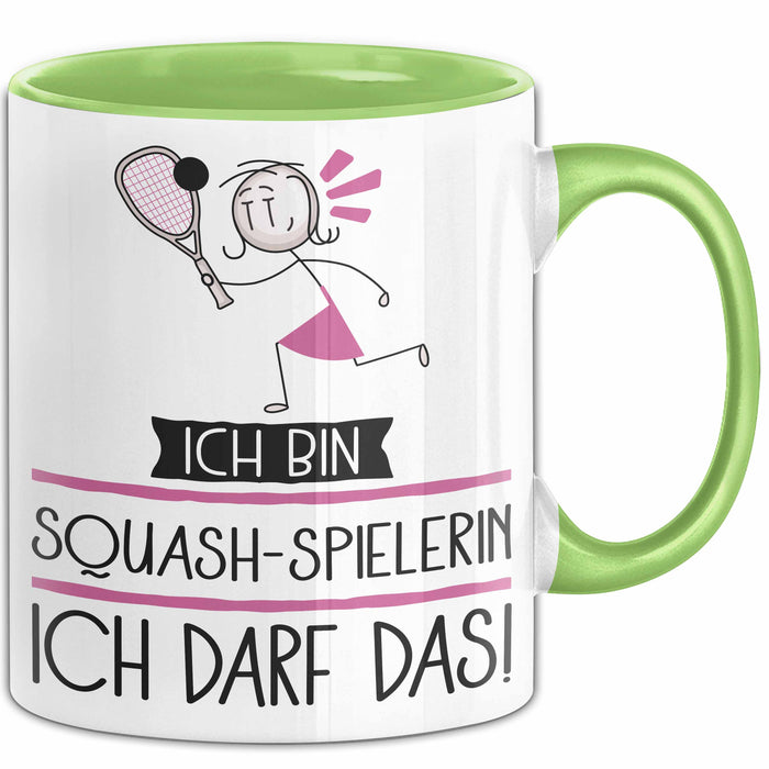 Geschenk für Squash-Spielerin Tasse Lustige Geschenkidee Geburtstag Ich Bin Squash-Spielerin Ich Darf Das Grün Trendation