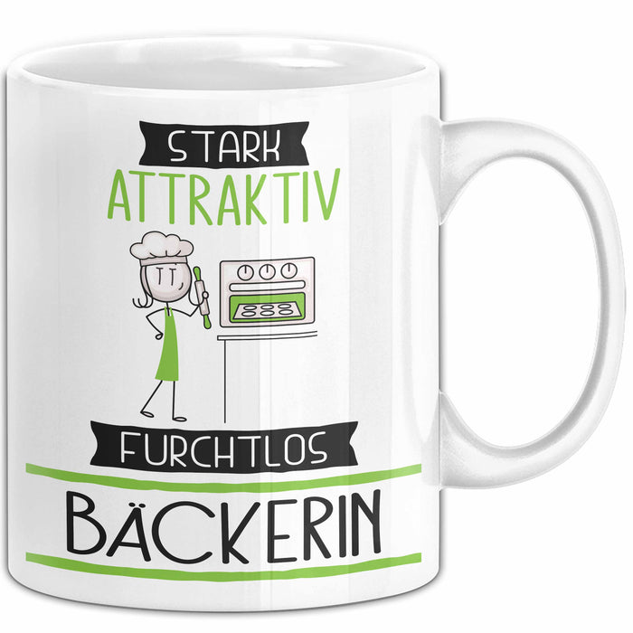 Bäckerin Tasse Geschenk Becher Stark Attraktiv Furchtlos Bäckerin Lustige Geschenkidee Weiß Trendation