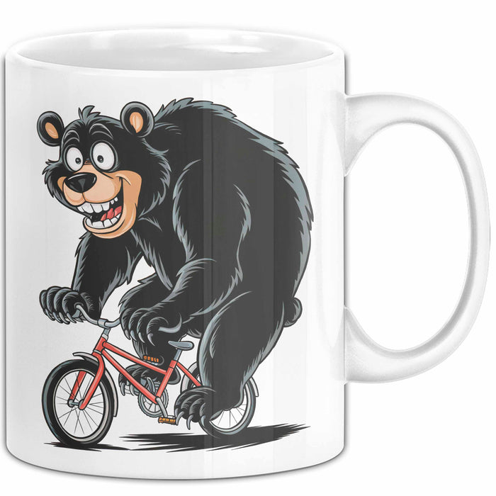 Bär Auf Fahrrad Tasse Geschenk Lustige Geschenkidee Spruch Weiß Trendation