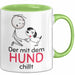 Hund Tasse Geschenk Lustiger Spruch Der Mit Dem Hund Chillt Grün Trendation