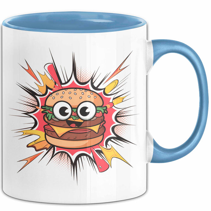 Burger Fan Tasse Geschenk Lustige Geschenkidee Spruch Für Fast Food Fans Blau Trendation