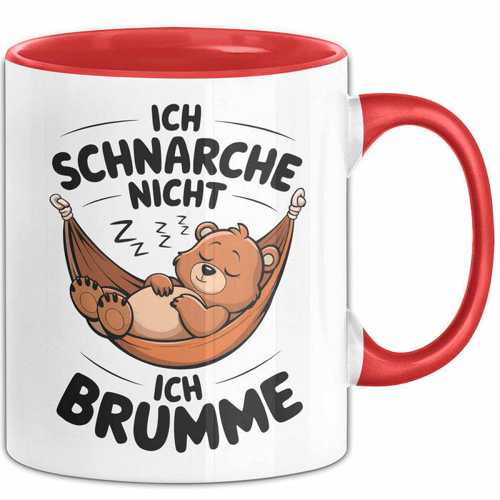 Schlafendes Bier Tasse Geschenk Lustige Geschenkidee Spruch Ich Schnarche Nicht Ich Brumme Rot Trendation