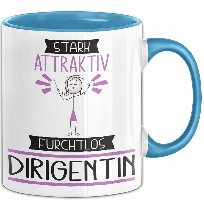 Dirigentin Tasse Geschenk Becher Stark Attraktiv Furchtlos Dirigentin Lustige Geschenkidee Blau Trendation