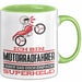 Motorradfahrer Geschenk Tasse Ich Bin Motorradfahrer Aber Sag Doch Einfach Superheld Lustige Geschenkdiee für Motorradfahrer Kaffee-Becher Grün Trendation