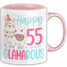 55er Geburtstag Tasse Geschenk Happy 55 And Glamarous Llama Alpaka Liebhaber Geschenkidee zum Geburtstag Rosa Trendation