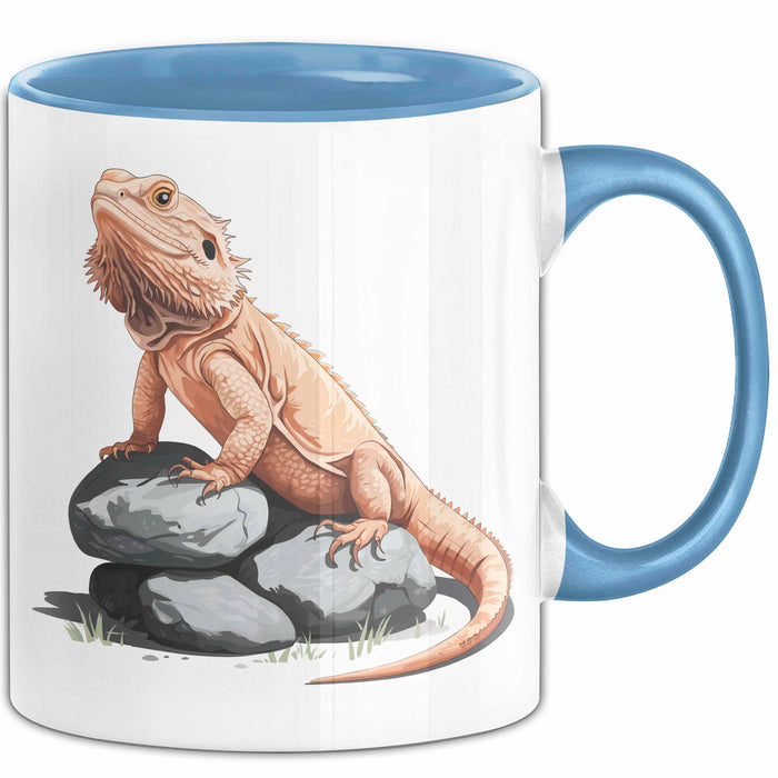 Reptil Bartagame Tasse Geschenk Lustige Geschenkidee Spruch Blau Trendation