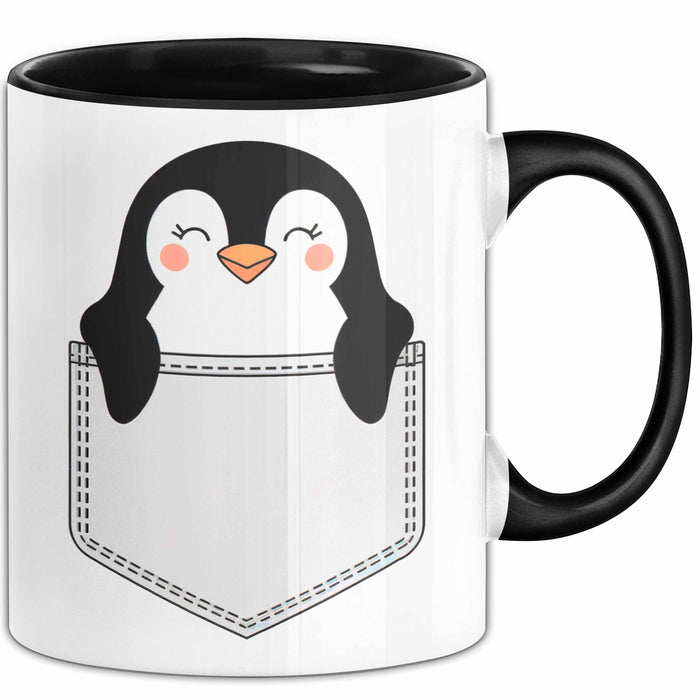 Pinguin In Der Tasche Tasse Geschenk Lustige Geschenkidee Spruch Schwarz Trendation