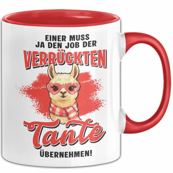 Beste Tante Nichte Neffe Tasse Geschenk Lustige Geschenkidee Spruch Einer Muss Ja Den Job Der Verrückten Tante Übernehmen Rot Trendation