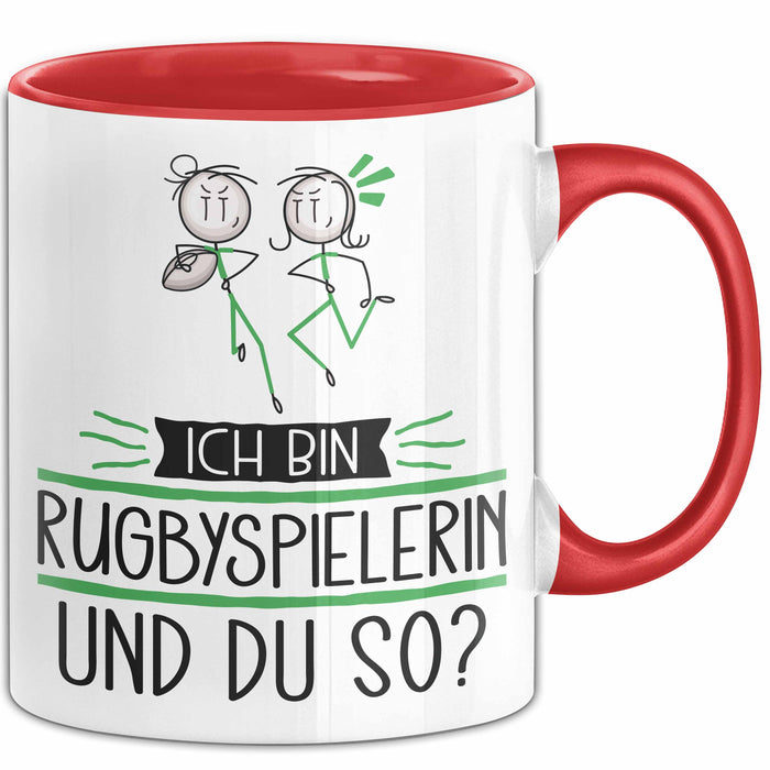 Rugbyspielerin Tasse Geschenk Ich Bin Rugbyspielerin Und Du So Geschenkidee Lustiger Spruch Becher Rot Trendation